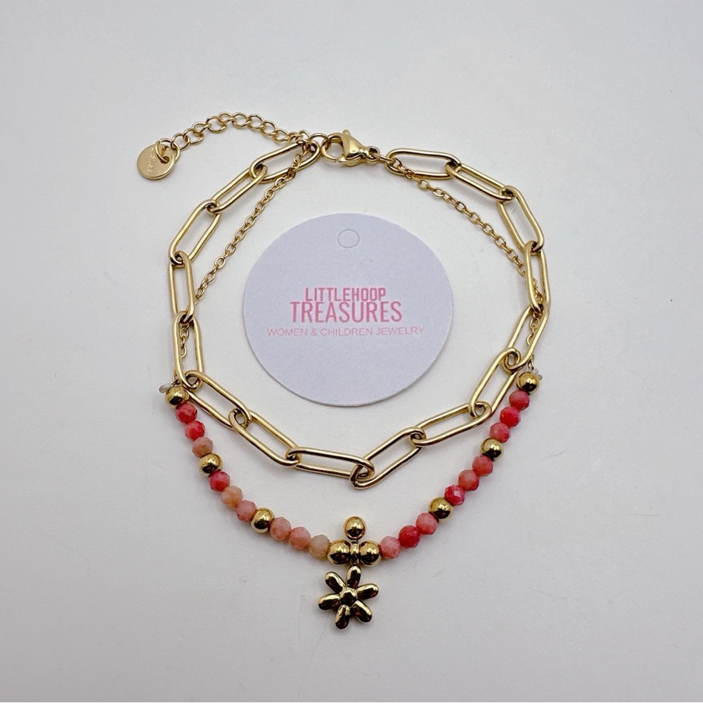 Natural stone stacking bracelet